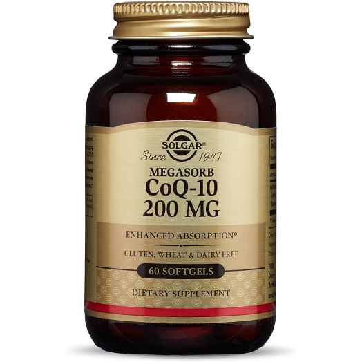 Solgar Megasorb CoQ-10 200 mg, 60 Softgels - Supports Heart and Brain Function - Coenzyme Q10 Supplement - Enhanced Absorption - Gluten Free, Dairy Free - 60 Servings