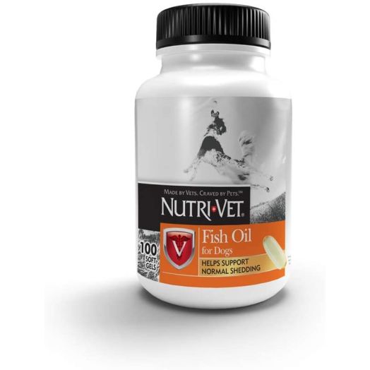 Nutri-Vet Fish Oil Supplements for Dogs | Skin and Coat Omega 3 Supplement | Dog Dry Skin and Dog Shedding Support | 100 Count Softgels