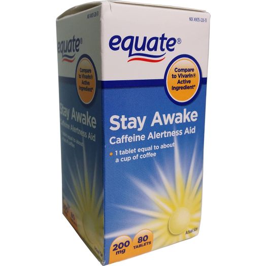 Equate Stay Awake Caffeine Alertness Aid, 80 Tablets, 200 mg