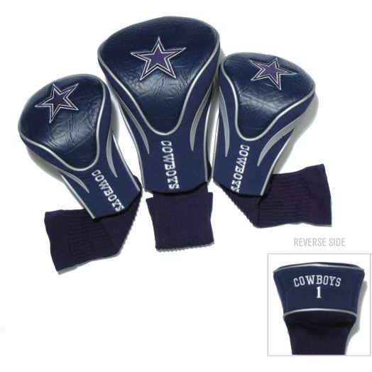 Team Golf - Cowboys - NFL Contour Golf Club Headcovers (3 Count), Numbered 1, 3, and X, Fits Oversized Drivers, Utility, Rescue and Fairway Clubs, Velour lined for Extra Club Protection