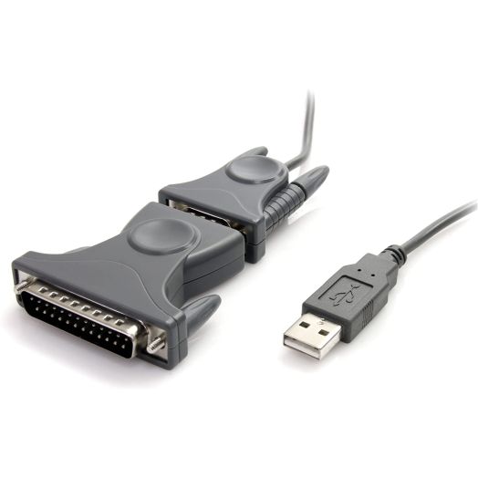 StarTech.com USB to Serial Adapter - 3 ft / 1m - with DB9 to DB25 Pin Adapter - Prolific PL-2303 - USB to RS232 Adapter Cable (ICUSB232DB25),Gray