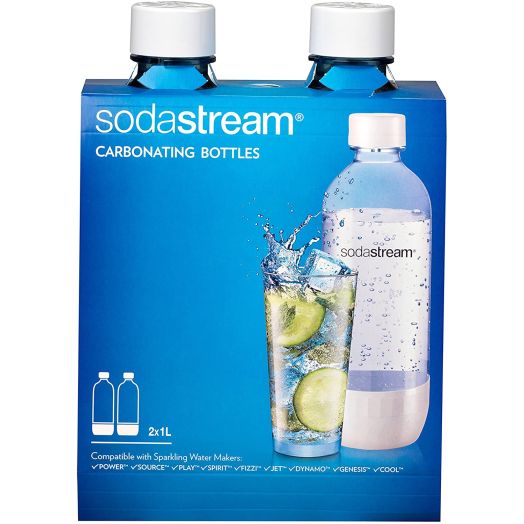 SodaStream 1042211010 Carbonating Bottle, 1 liter, White (Pack of 2)