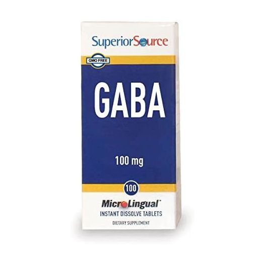 Superior Source Gaba 100 mg Sublingual Instant Dissolve Tablets - Calm, Anxiety, Stress Supplements - 100 Count