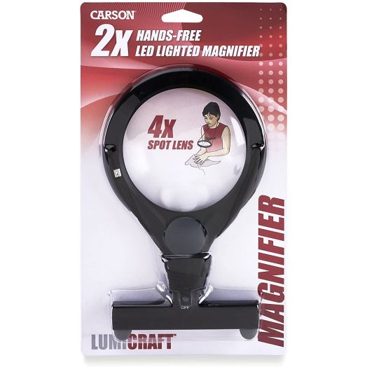 Carson LumiCraft LED Lighted Hands-Free 2x Magnifier with 4x Spot Lens and Neck Cord (LC-15)