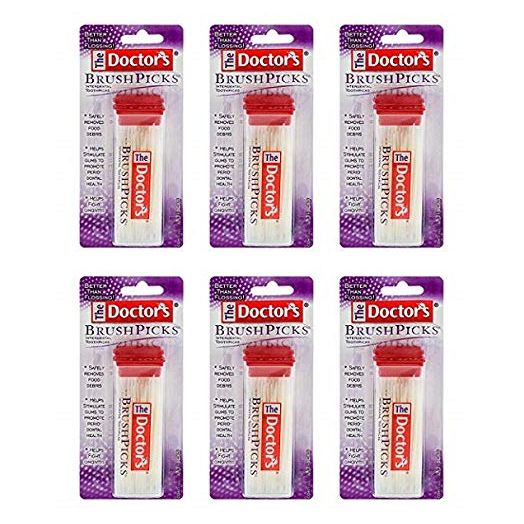 The Doctor's BrushPicks Interdental Toothpicks | 120-Picks per pack | (6-Pack)