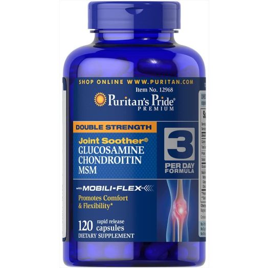 Puritan's Pride Double Strength Glucosamine, Chondroitin and MSM Joint Soother-120 Capsules