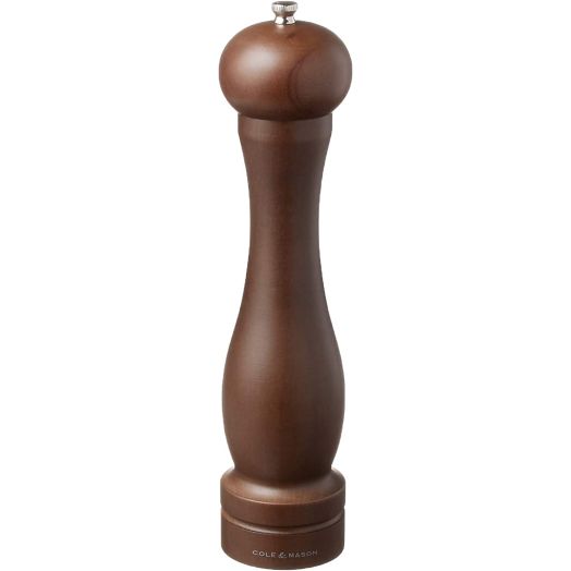 COLE and MASON Capstan Wood Pepper Grinder - Wooden Mill Includes Precision Mechanism, 12.5 inch