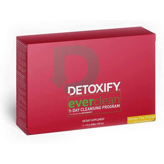 Detoxify Ever Clean Cleansing Program  Honey Tea Flavor  (5) x 4oz bottles | Professionally Formulated 5-Day Longer Term Cleansing Solution | Enhanced With Green Tea, Vitamins and Minerals