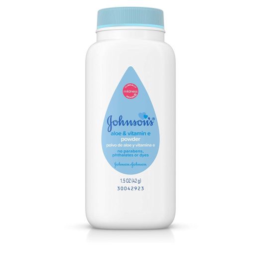 Johnson's Baby Naturally Derived Cornstarch Baby Powder with Aloe and Vitamin E for Delicate Skin, Hypoallergenic and Free of Parabens, Phthalates, and Dyes for Gentle Baby Skin Care, 1.5 oz