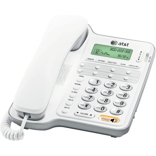 ATandT CL2909 Corded Speakerphone with caller ID/call waiting, White