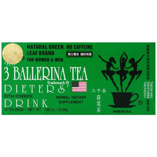 3 Ballerina Tea Dieters Drink, Extra Strength, 18-Count Tea Bags