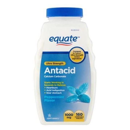 Equate Antacid Ultra Strength, 160 Chewable Tablets, 1000 Mg, Peppermint Flavor