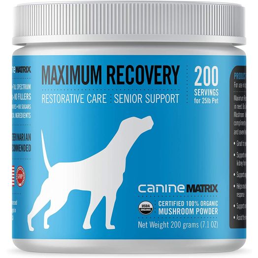 Canine Matrix Organic Mushroom Supplement for Dogs, MRM Recovery, 200 Grams