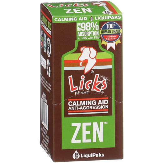 Licks - Zen Calming Treats for Dogs - Dog Anxiety Relief - Dog Calming Aid - LiquiPaks - 15 Use - Roasted Chicken