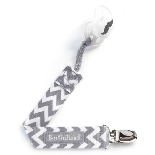 BooginHead Baby Newborn PaciGrip Pacifier Clip, Chevron Gray
