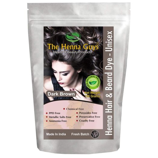 The Henna Guys of Dark Brown Henna Hair Color/Dye, 150 Grams, Chemical Free Hair Color (1 Pack)