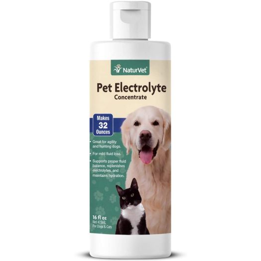 NaturVet Pet Electrolyte Concentrate for Dogs and Cats Plus Breath Aid 16 oz Supports Proper Fluid Balance, Replenishes Electrolytes and Maintains Hydration Great for Agility and Hunting Dogs