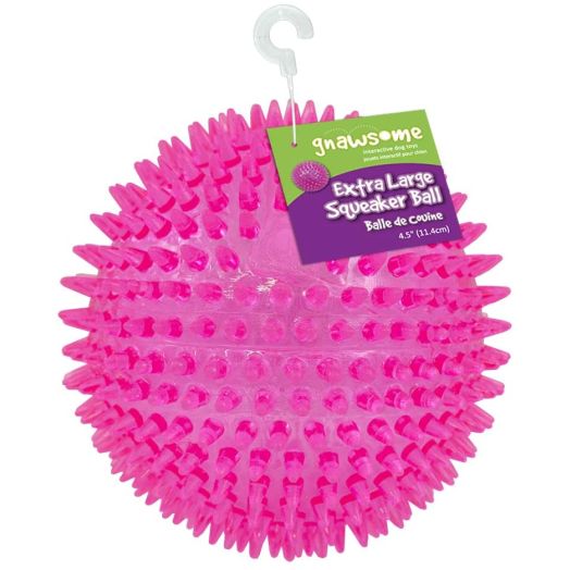 Gnawsome 4.5 Spiky Squeaker Ball Dog Toy - Extra Large, Cleans Teeth and Promotes Good Dental and Gum Health for Your Pet, Colors will vary