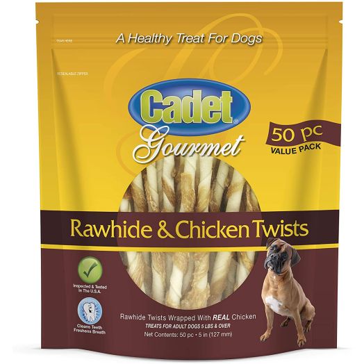 Cadet Gourmet Healthy Rawhide Flavored Twist Treats for Dogs