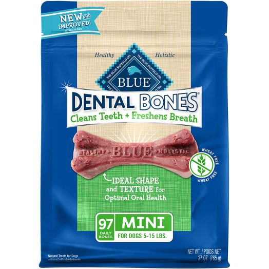 Blue Buffalo Dental Bones Natural Adult Dental Chew Dog Treats Mini 27oz bag Value Pack
