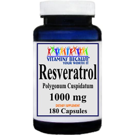 Resveratrol 1000mg, 180 Capsules - Heart/Cholesterol/Blood
