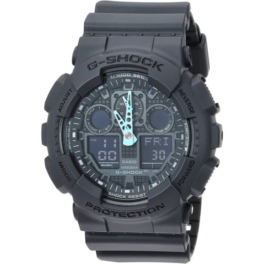 Casio Men's G-Shock Analog-Digital Watch GA-100C-8ACR, Grey/Neon Blue