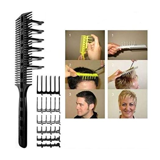 CombPal Scissor Clipper Over Comb Hair Cutting Tool Barber Haircutting Comb Set (Yellow)