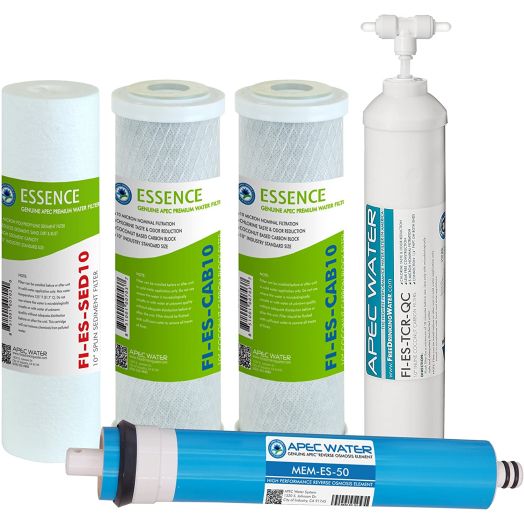 APEC Water Systems FILTER-MAX-ES50 50 GPD High Capacity Complete Replacement Filter Set For Essence Series Reverse Osmosis Water Filter System Stage 1-5