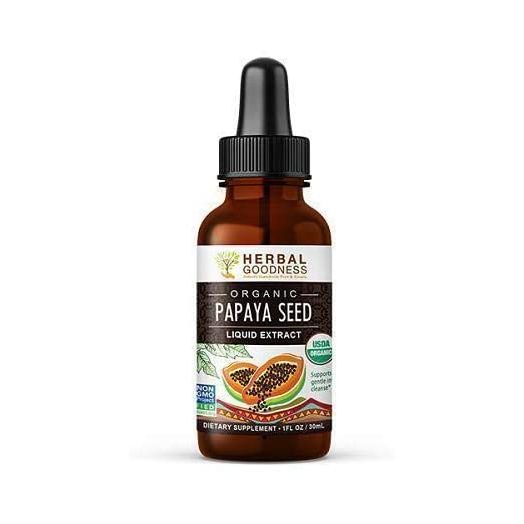 Papaya Seed Liquid Extract 100% Pure USDA Organic Non-GMO Verified Kosher - Digestive Enzyme Plus Super-Fruit for Gentle Detox - Gut and Liver Cleanse 1oz Glass Bottle - by Herbal Goodness