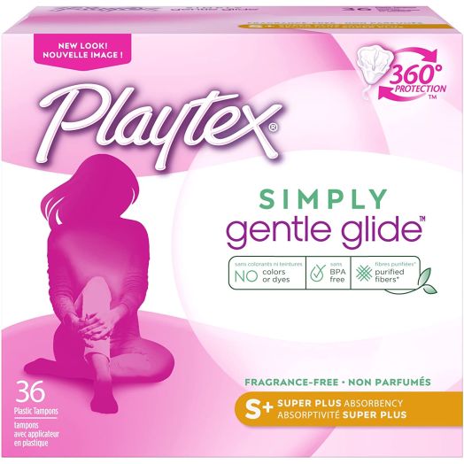 Playtex Simply Gentle Glide Unscented Tampons, Super Plus Absorbency, 36 Count (Pack of 1) (Packaging May Vary)