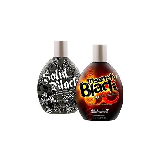 Millennium Tanning Indoor Tanning Bed Lotion, Insanely Black and Solid Black, 13.5 Ounce