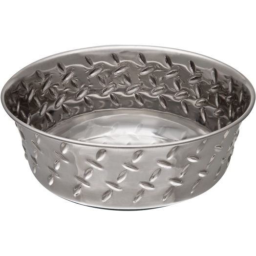 Loving Pets Diamond Plated Dog Bowl with Non-Skid Bottom
