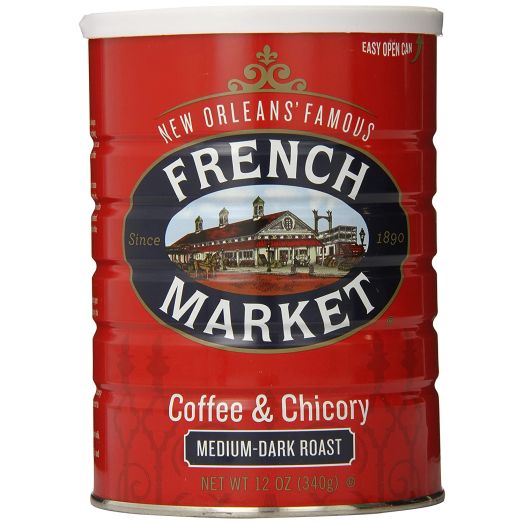French Market Coffee, Coffee and Chicory, Medium-Dark Roast Ground Coffee, 12 Ounce Metal Can