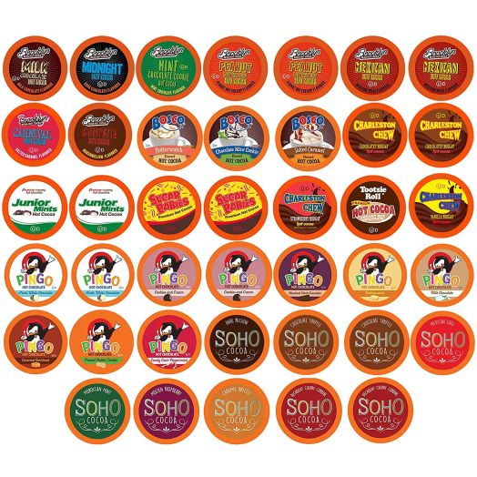 Two Rivers Chocolate Hot Cocoa Pods, Single Serve Variety Sampler Pack Compatible with 2.0 Keurig K-Cup Brewers, 40 Count - Largest Assorted Hot Cocoa