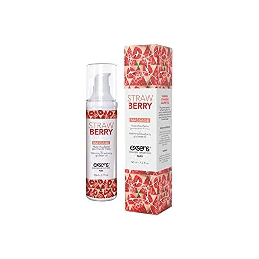 Strawberry Warming Intimate Massage Oil by EXSENS | Vegan, Paraben Free, Body Safe, Condom Friendly, Deliciously Lickable Flavor, Gel Formula | 50 ml - 1.7 fl.oz