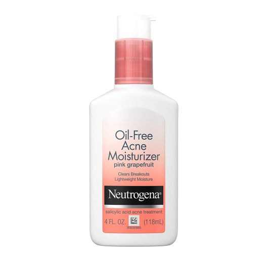Neutrogena Oil Free Acne Facial Moisturizer with Salicylic Acid Acne Treatment Medicine, Pink Grapefruit Acne Fighting Face Lotion with Salicylic Acid to Treat Breakouts, Non Comedogenic, 4 fl. oz