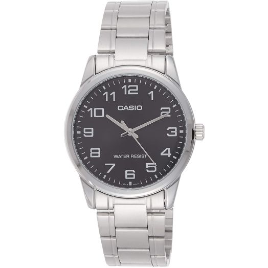 Casio #MTP-V001D-1B Men's Standard Stainless Steel Easy Reader Black Dial Watch