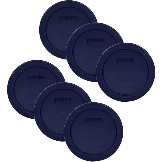 Pyrex Blue 2 Cup Round Storage Cover #7200-PC for Glass Bowls 6-Pack