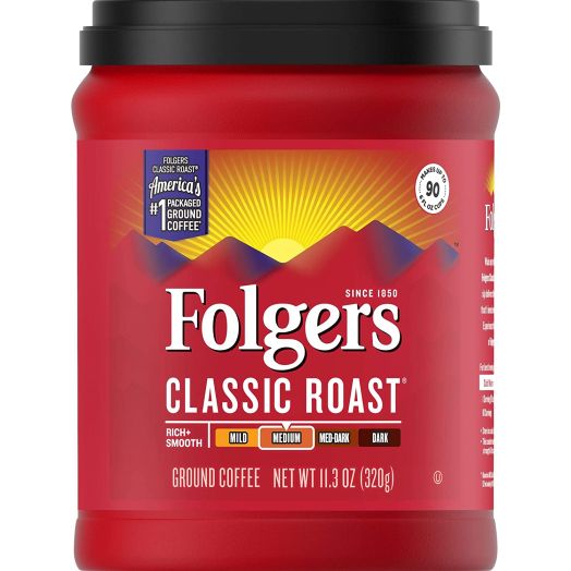 Folgers Classic Roast, Medium Roast, Ground Coffee, 9.6 oz