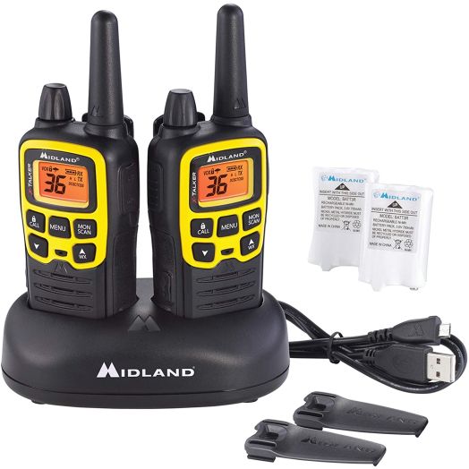 Midland - X-TALKER T61VP3, 36 Channel FRS Two-Way Radio - Up to 32 Mile Range Walkie Talkie, 121 Privacy Codes, and NOAA Weather Scan + Alert (Pair Pack) (Black/Yellow)