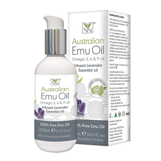 Y-Not Natural- Organic Pharmaceutical 100% Pure Emu Oil 200ml | Free Range Aboriginal Omega 3, 6 and 9 Oil Infused w/Lavender for Hypoallergenic Skin Care, Hair and Healing | Natural Source of Vitamin K2