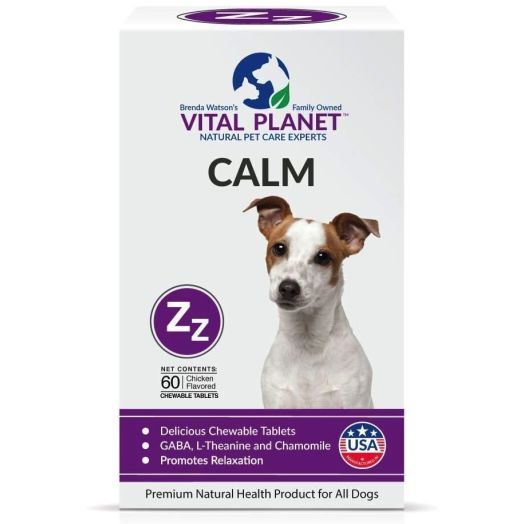 Vital Planet - Calm for Dogs - Natural Support for Calmness and Relaxation in Stressful Situations for Dogs - 60 Chewable Tablets