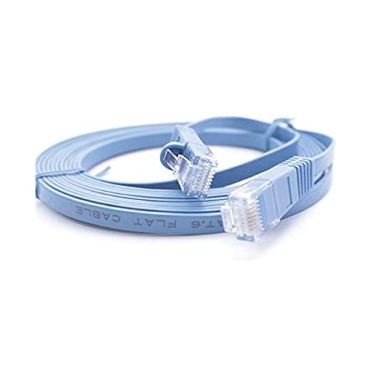 ACL 10 Feet RJ45 Ultra Premium 32AWG Cat6 (550 MHZ) Flat Ethernet Cable, Blue