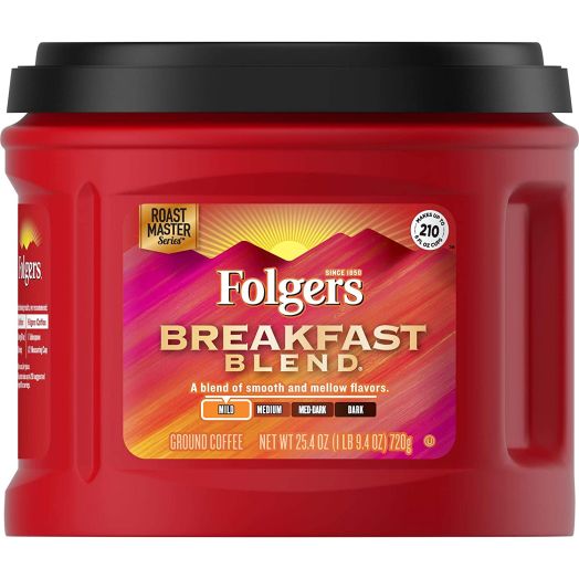 Folgers Breakfast Blend Mild Roast Ground Coffee, 22.6 Ounces