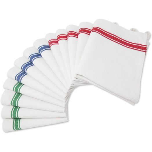 Kitchen Dish Towels with Vintage Design for Kitchen Decor Super Absorbent 100% Natural Cotton Kitchen Towels (Size: 25.5 x 15.5 inches) White with Red, Green and Blue, 13-Pack