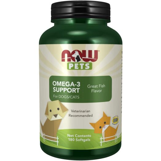 NOW Pet Health, Omega 3 Supplement, Formulated for Cats and Dogs, NASC Certified, 180 Softgels