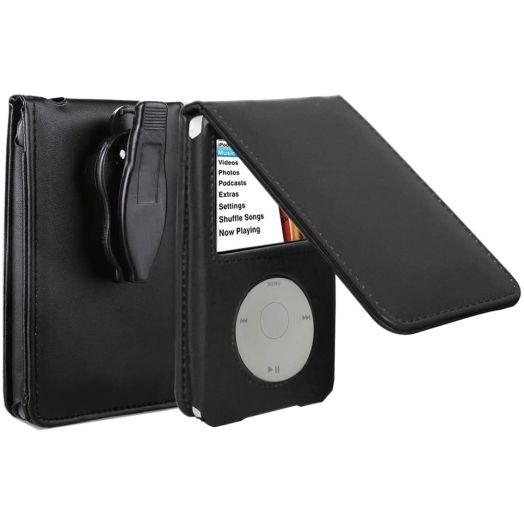 V-TOP Leather Case for Apple iPod Video Classic 80G 120G 160G 60G Classic Protective with Movable Belt Clip Black