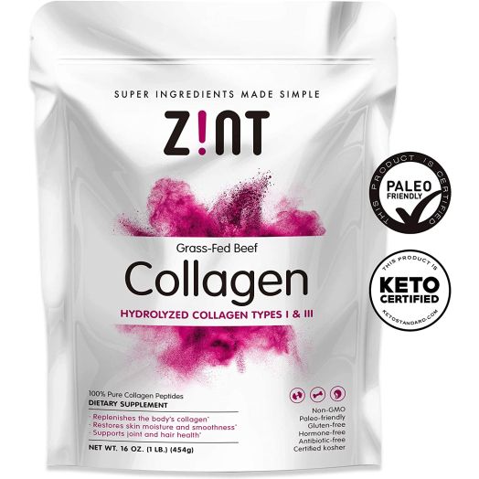 Zint Collagen Peptides Powder (16 oz): Paleo-Friendly, Keto-Certified, Grass-Fed Hydrolyzed Collagen Protein Supplement - Unflavored, Non GMO