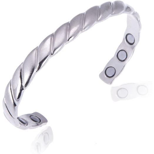 Earth Therapy, The Original Copper Magnetic Healing Bracelet for Arthritis, Carpal Tunnel, and Joint Pain Relief Silver-Plated Braided Style Adjustable - For Women