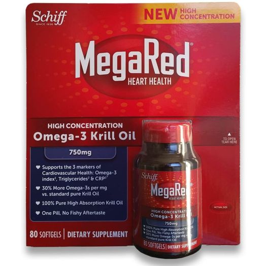 Schiff MegaRed Krill Oil High Concentration 750mg 80 Softgels